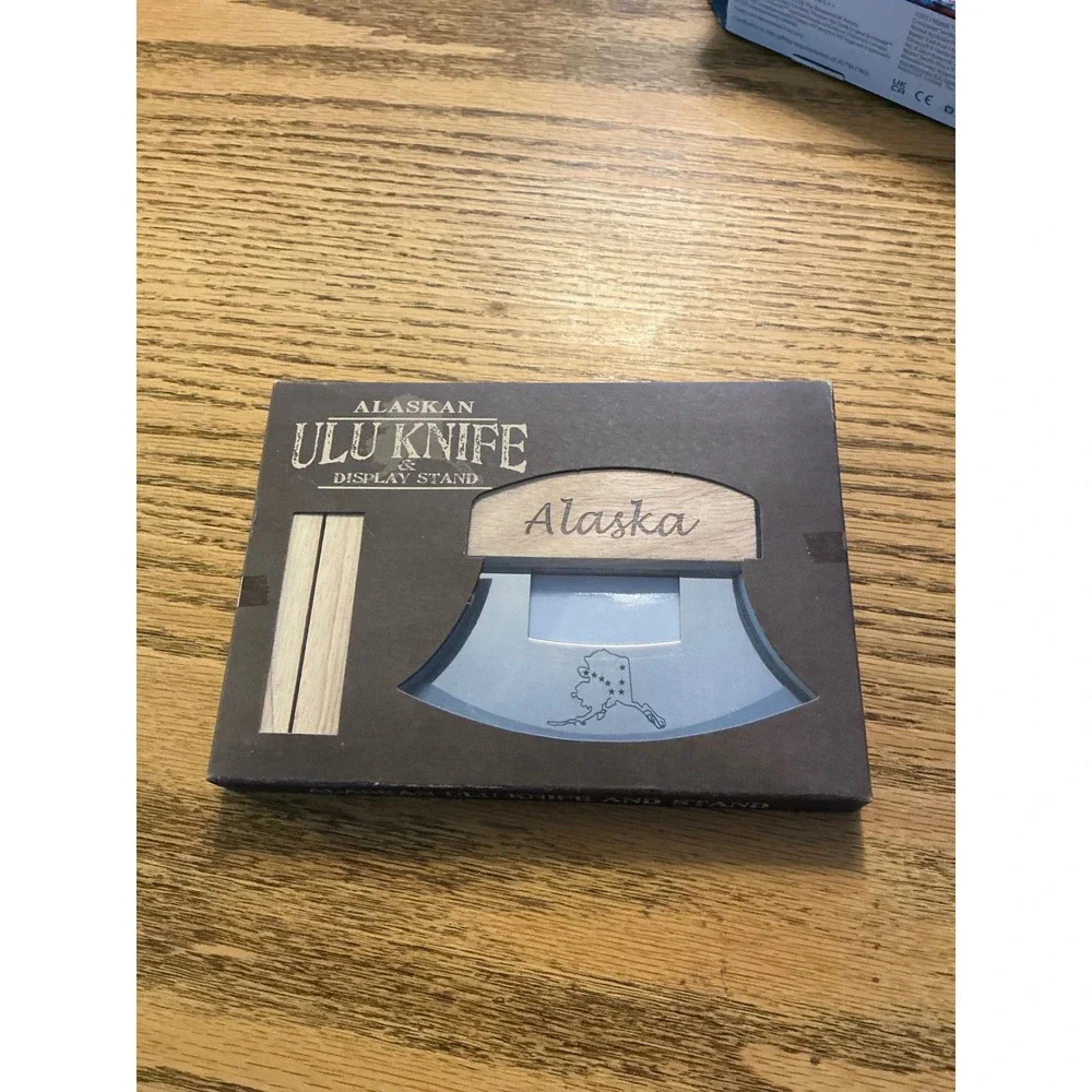 Alaskan Ulu Knife and Display Stand Set Arctic Circle Hand‎ Forged Style
